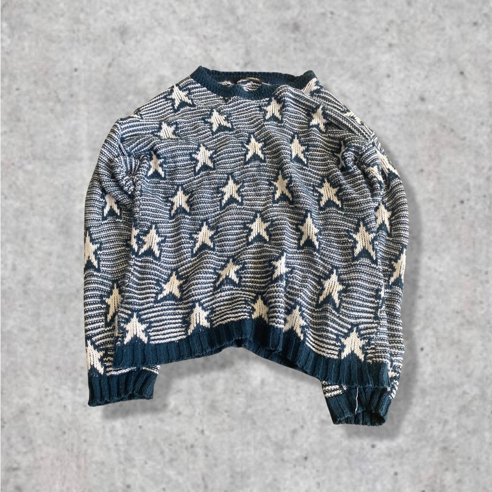 Vintage Blue Star Graphic Sweater